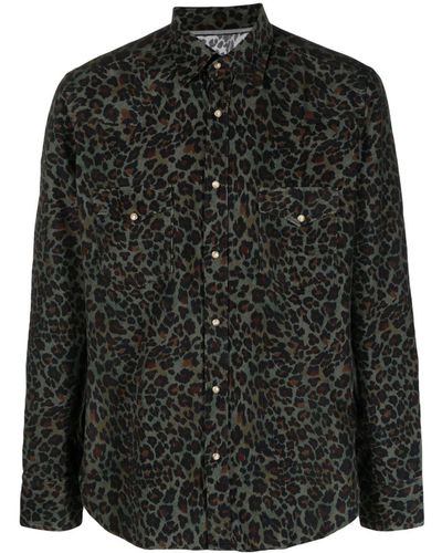 Tintoria Mattei 954 Leopard-print cotton shirt - Negro