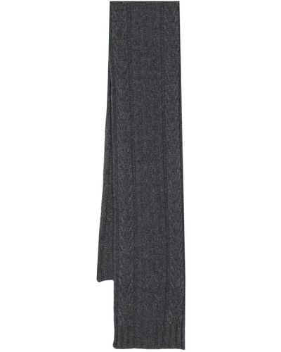 Ganni Cable-knit Wool-blend Scarf - Grey