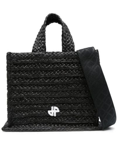 Patou Small Jp Raffia Tote Bag - Black