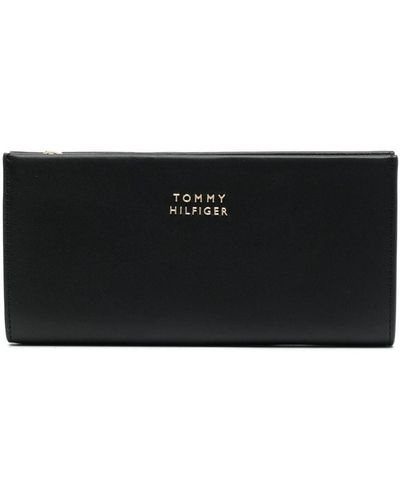 Tommy Hilfiger Portefeuille en cuir à plaque logo - Noir