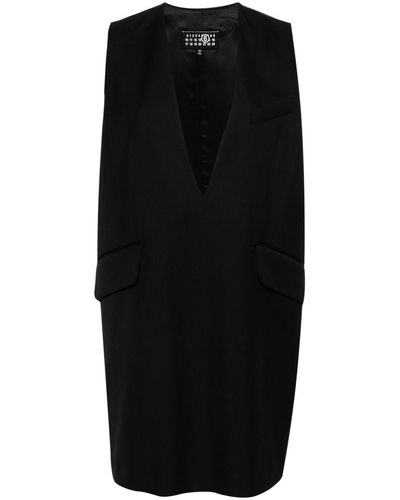 MM6 by Maison Martin Margiela Single-stitch-logo Twill Mini Dress - Black