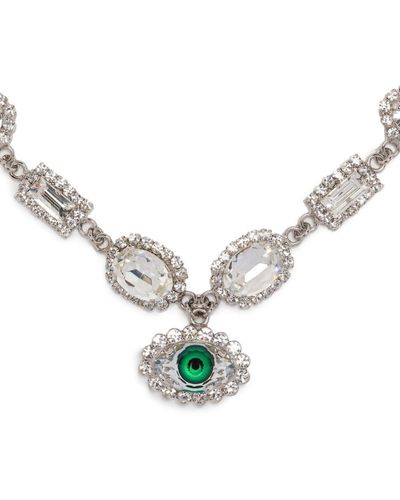 Alessandra Rich Drop Pendant Crystal Necklace - Metallic