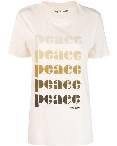 Yves Salomon Peace-print Organic-cotton T-shirt - White