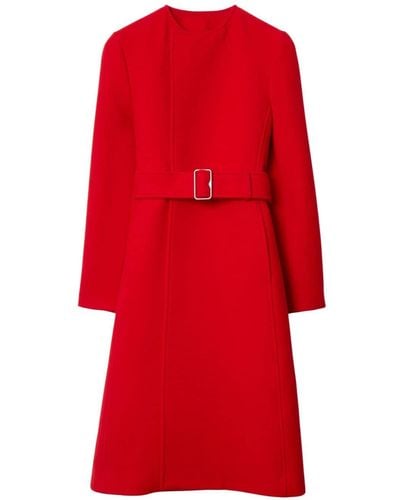 Burberry Belted Twill Trench Coat - Red