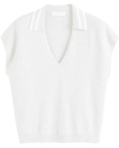 Chinti & Parker Knitted Polo Top - White