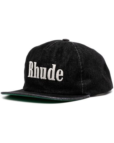 Rhude Logo-embroidered Denim Baseball Cap - Zwart
