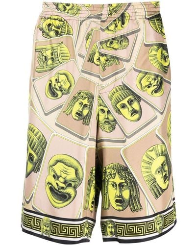 Versace Shorts aus Seide mit Le Maschere-Print - Mehrfarbig