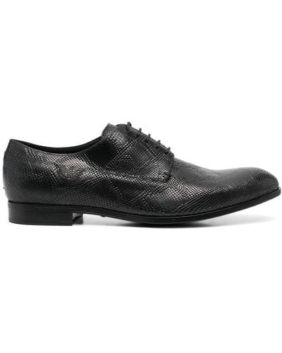 Emporio Armani Snakeskin-effect Leather Lace-up Shoes - Black