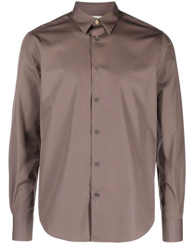 Paul Smith Classic-collar Cotton Shirt - Brown
