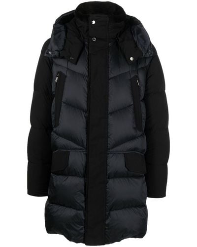 Moorer Quilted Shearling-collar Padded Jacket - Black