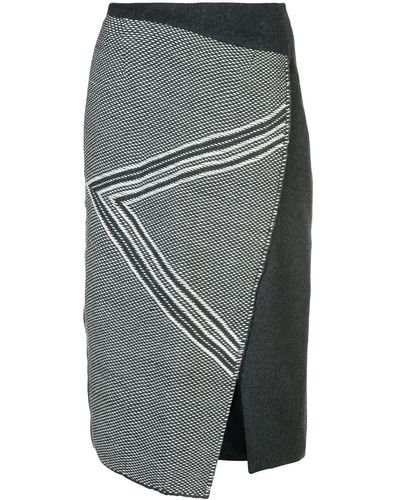 Voz Asymmetric Pattern Skirt - Gray