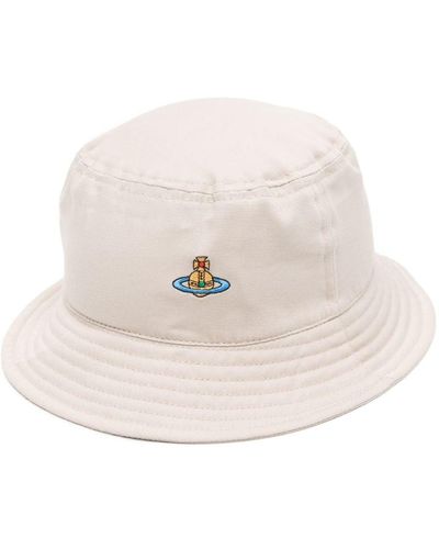 Vivienne Westwood Orb-logo Cotton Bucket Hat - White