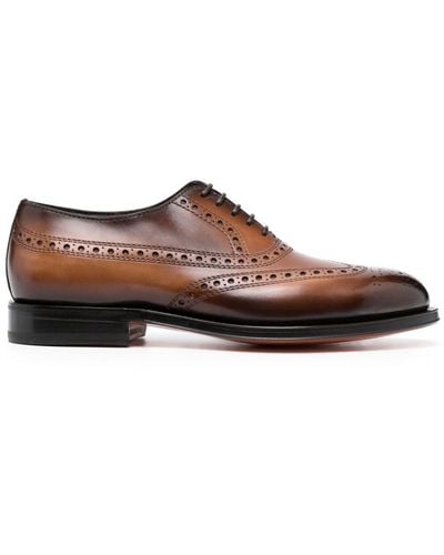 Santoni Gradient-effect Brogue Oxford Shoes - Brown