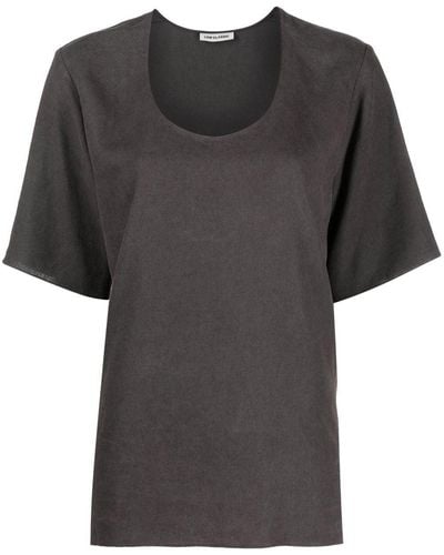 Low Classic T-Shirt mit U-Ausschnitt - Schwarz