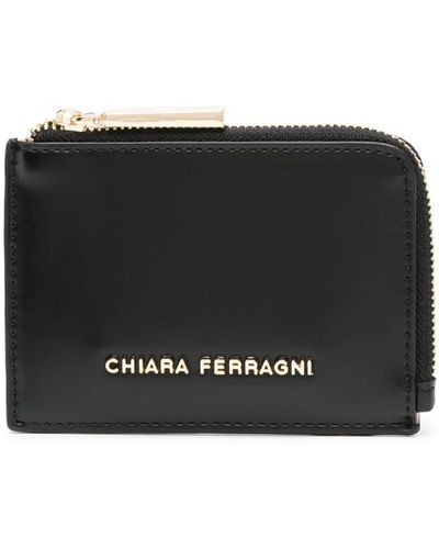 Chiara Ferragni Cartera con placa del logo y cremallera - Negro