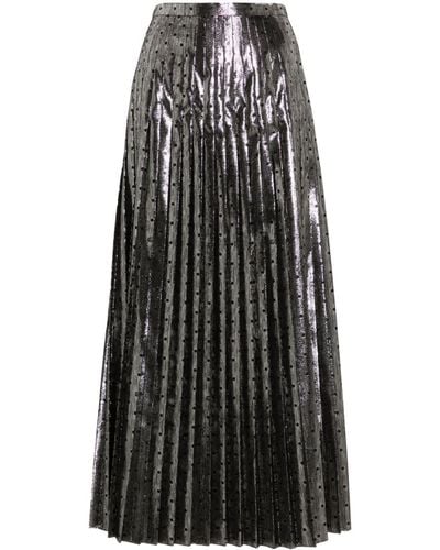 Gucci Lamé Polka-dot Crepe Maxi Skirt - Grey