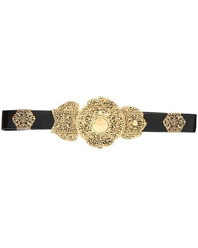 Saint Laurent Crackled-leather Byzantine Belt - Black