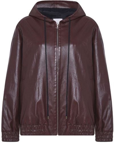 Rosetta Getty Plonge Leather Hooded Jacket - Brown