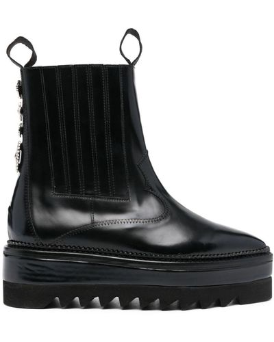 Toga Stud-embellished Platform Boots - Black