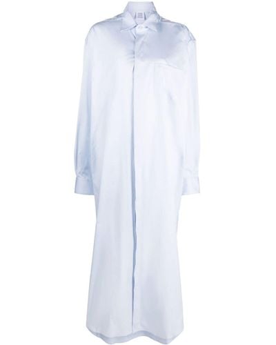 Vetements Embroidered-logo Shirt Dress - White