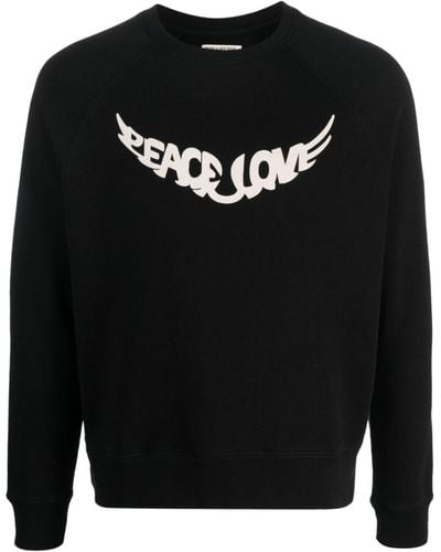 Zadig & Voltaire Slogan-print Organic-cotton Sweatshirt - Black