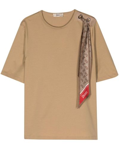 Herno Jersey-T-Shirt mit Schaldetail - Natur