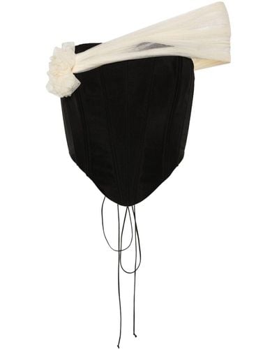 MANURI Bloom Corset-style Silk Top - Black