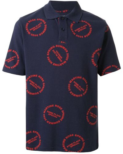 Martine Rose Baba Logo Print Polo Shirt - Blue