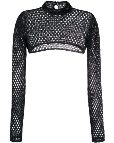 Moschino Jeans Perforated Crop Top - Black