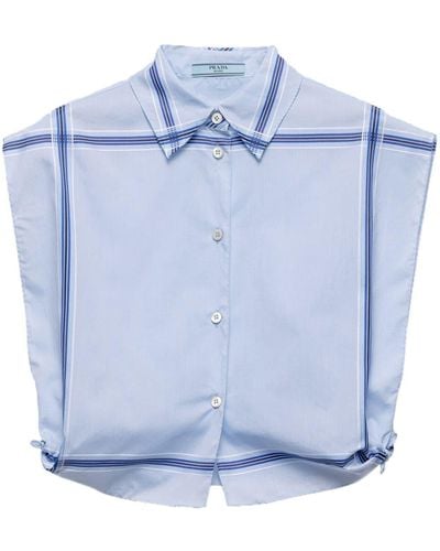 Prada Check-print Cropped Shirt - Blue