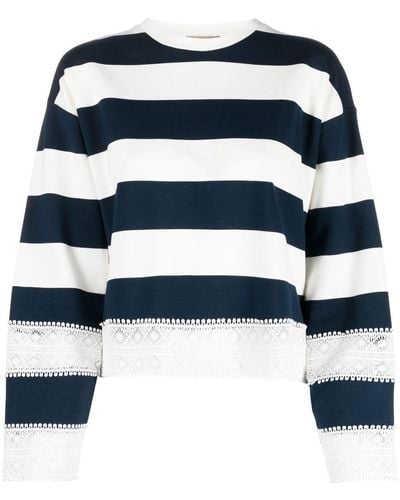 Twin Set Round-neck Striped Sweatershirt - Blue