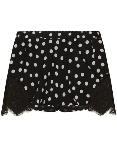 Dolce & Gabbana Polka-dot Silk-blend Shorts - Black