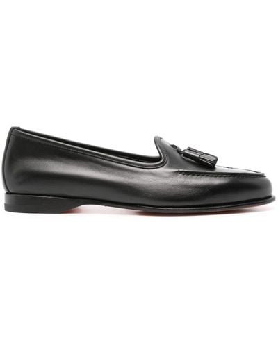 Santoni Tassel-detail Leather Loafers - Black