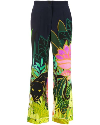 Valentino Panther In The Jungle Trousers - Green