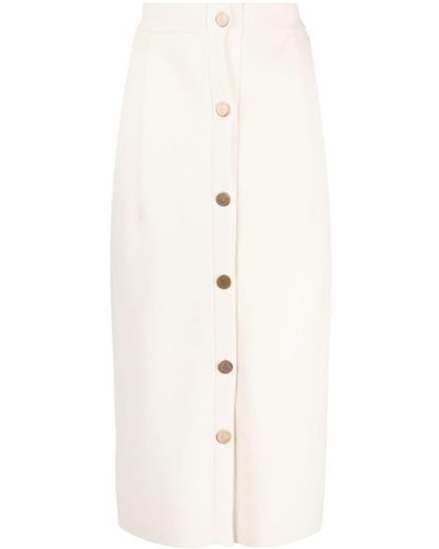 N.Peal Cashmere Organic Cashmere Buttoned Skirt - White