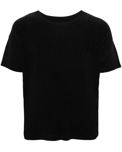 Issey Miyake Basic プリーツ Tシャツ - ブラック