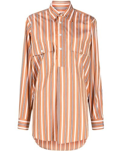 Plan C Stripe-pattern Cotton Shirt - Pink