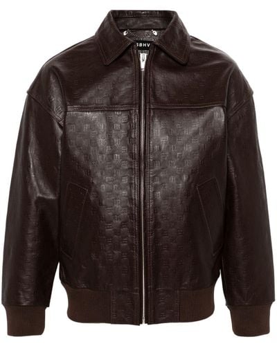 MISBHV Logo-embossed Leather Jacket - Black
