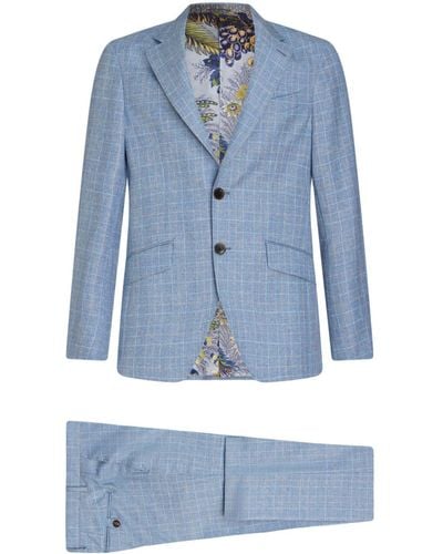 Etro Checked Single-breasted Suit - Blue