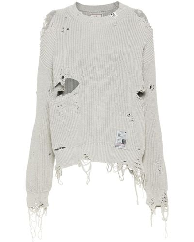 Maison Mihara Yasuhiro Distressed Ripped Sweater - White