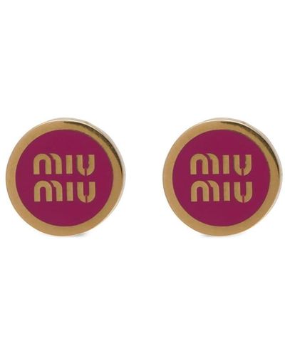 Miu Miu Pendientes con letras del logo - Rojo