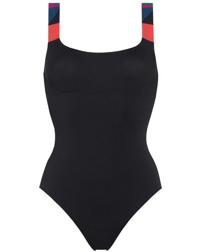 Eres Tempo Contrasting-strap Swimsuit - Black