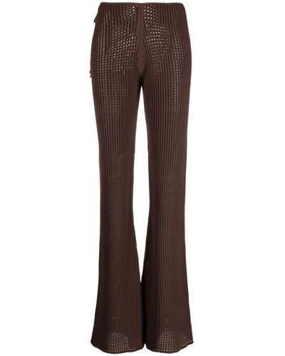 ANDREADAMO Waffle-knit Cut-out Flared Pants - Brown
