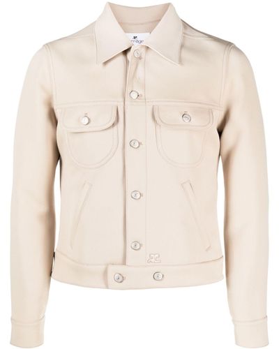 Courreges Button-up Cotton Shirt Jacket - Natural