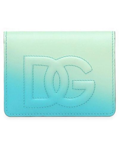 Dolce & Gabbana Logo-Embroidered Ombré-Effect Wallet - Blue