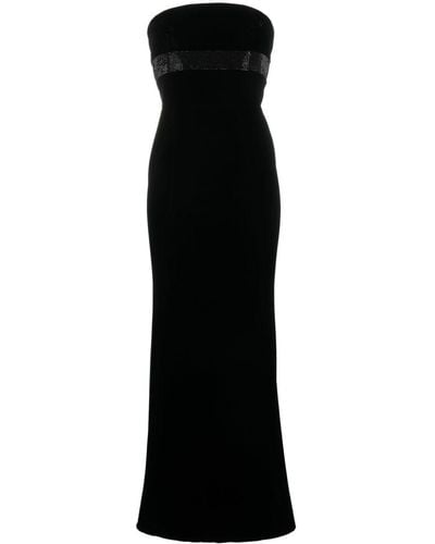 Giorgio Armani Crystal-embellished Velvet Gown - Black