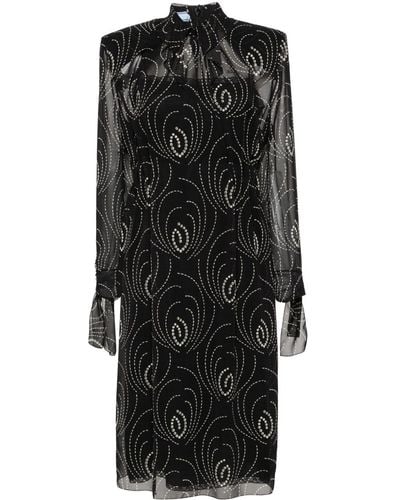 Prada Graphic-print Chiffon Midi Dress - Black