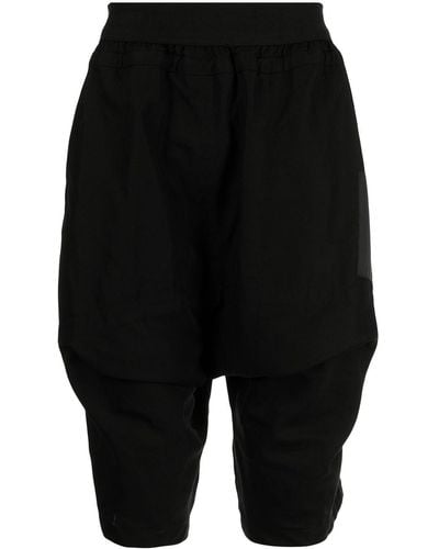 Julius Flap-pocket Drop-crotch Shorts - Black