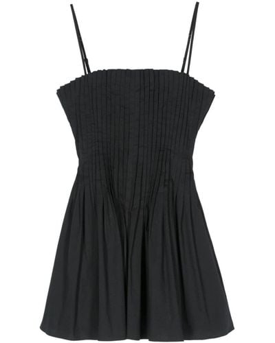 STAUD Pleated Mini Dress - Black