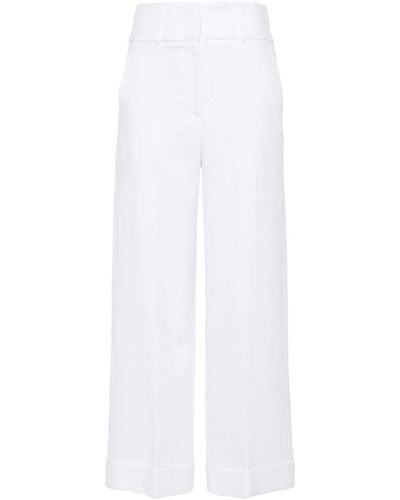Peserico Linen-blend Straight Trousers - White